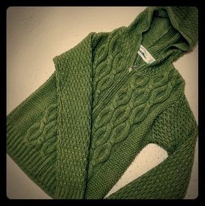 Women's Merino Wool Cable Knit Hooded Cardigan